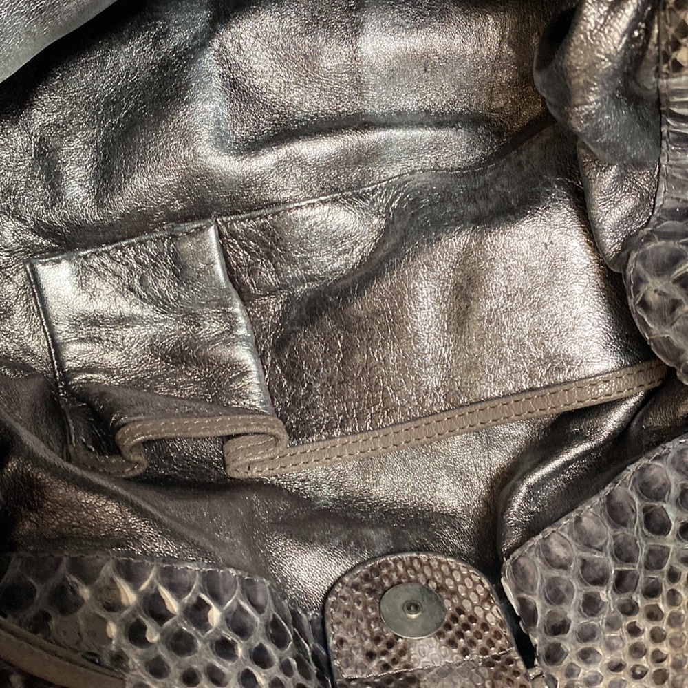 Michael Kors Python Satchel Purse Snakeskin Silve… - image 8